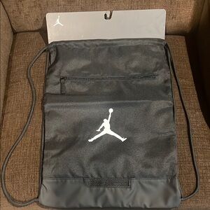 Jordan Black Drawstring Backpack with White Logo